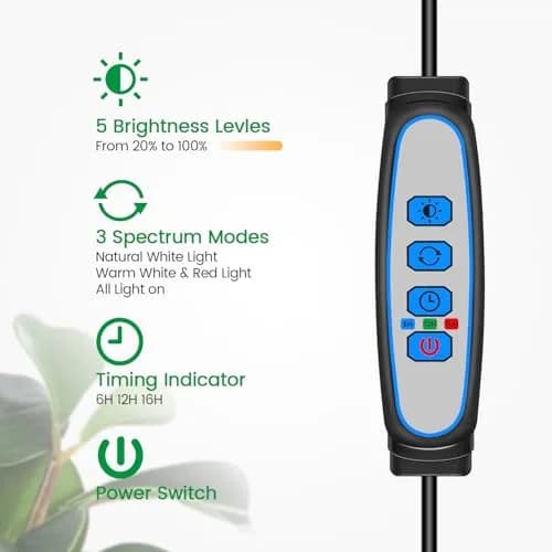 Garpsen Full Spectrum LED Grow Light 65" Height Adjustable 3Pack | 3 Color Modes, 5 Dimmable Levels, 6/12/16H Timer thumbnail 6