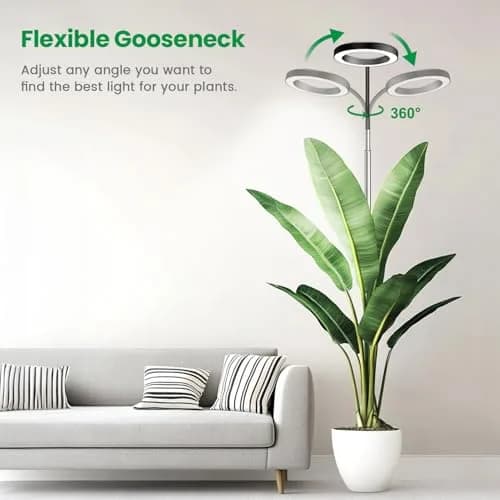 Garpsen Full Spectrum LED Grow Light 65" Height Adjustable 3Pack | 3 Color Modes, 5 Dimmable Levels, 6/12/16H Timer thumbnail 7