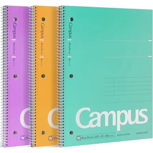 KOKUYO Spiral Notebooks, 3 Pack 10-1/2" x 8" Wide Ruled | Durable Spiral Binding for School & Work thumbnail 1