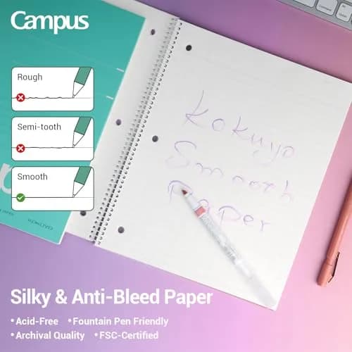 KOKUYO Spiral Notebooks, 3 Pack 10-1/2" x 8" Wide Ruled | Durable Spiral Binding for School & Work thumbnail 6