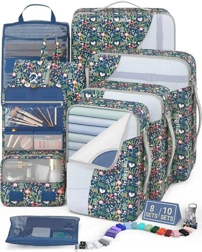 OlarHike Packing Cubes for Travel, Gifts for Women Mom,Dark Blue Floral | Durable, Lightweight & Multi-Functional (70-120 chars) thumbnail 1