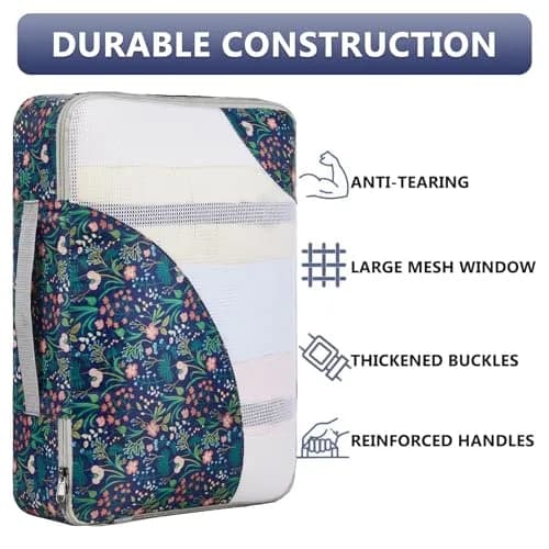 OlarHike Packing Cubes for Travel, Gifts for Women Mom,Dark Blue Floral | Durable, Lightweight & Multi-Functional (70-120 chars) thumbnail 4