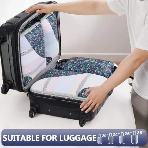 OlarHike Packing Cubes for Travel, Gifts for Women Mom,Dark Blue Floral | Durable, Lightweight & Multi-Functional (70-120 chars) thumbnail 6