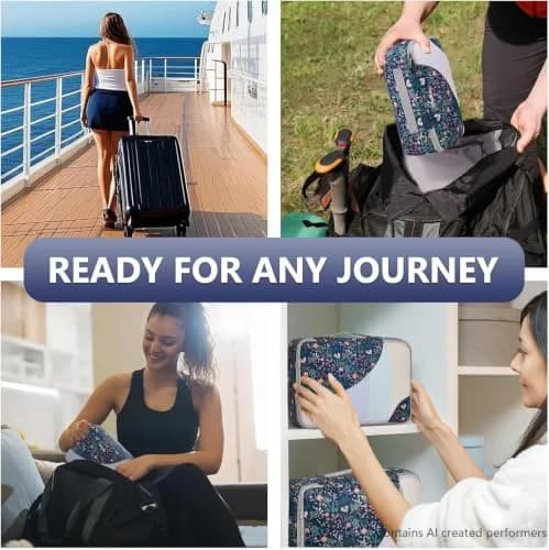 OlarHike Packing Cubes for Travel, Gifts for Women Mom,Dark Blue Floral | Durable, Lightweight & Multi-Functional (70-120 chars) thumbnail 7