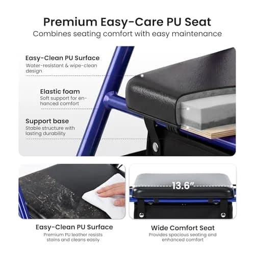 Metro Mobility Aluminum 2-in-1 Rollator Walker with Seat for Seniors, Blue | Foldable Lightweight Support thumbnail 4