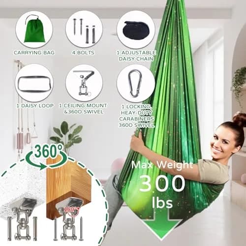 Heyfriday Sensory Swing for Kids & Adults | Adjustable Indoor & Outdoor Therapy Cuddle Swing, Holds up to 300lbs, Green thumbnail 6
