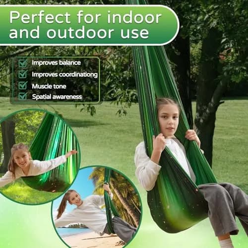 Heyfriday Sensory Swing for Kids & Adults | Adjustable Indoor & Outdoor Therapy Cuddle Swing, Holds up to 300lbs, Green thumbnail 7