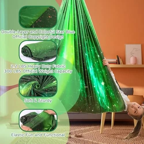 Heyfriday Sensory Swing for Kids & Adults | Adjustable Indoor & Outdoor Therapy Cuddle Swing, Holds up to 300lbs, Green thumbnail 2