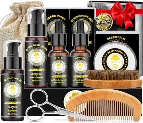 XIKEZAN Beard Kit for Men Grooming & Care w/Sweet Tobacco | Soften & Soothe Beard thumbnail 1