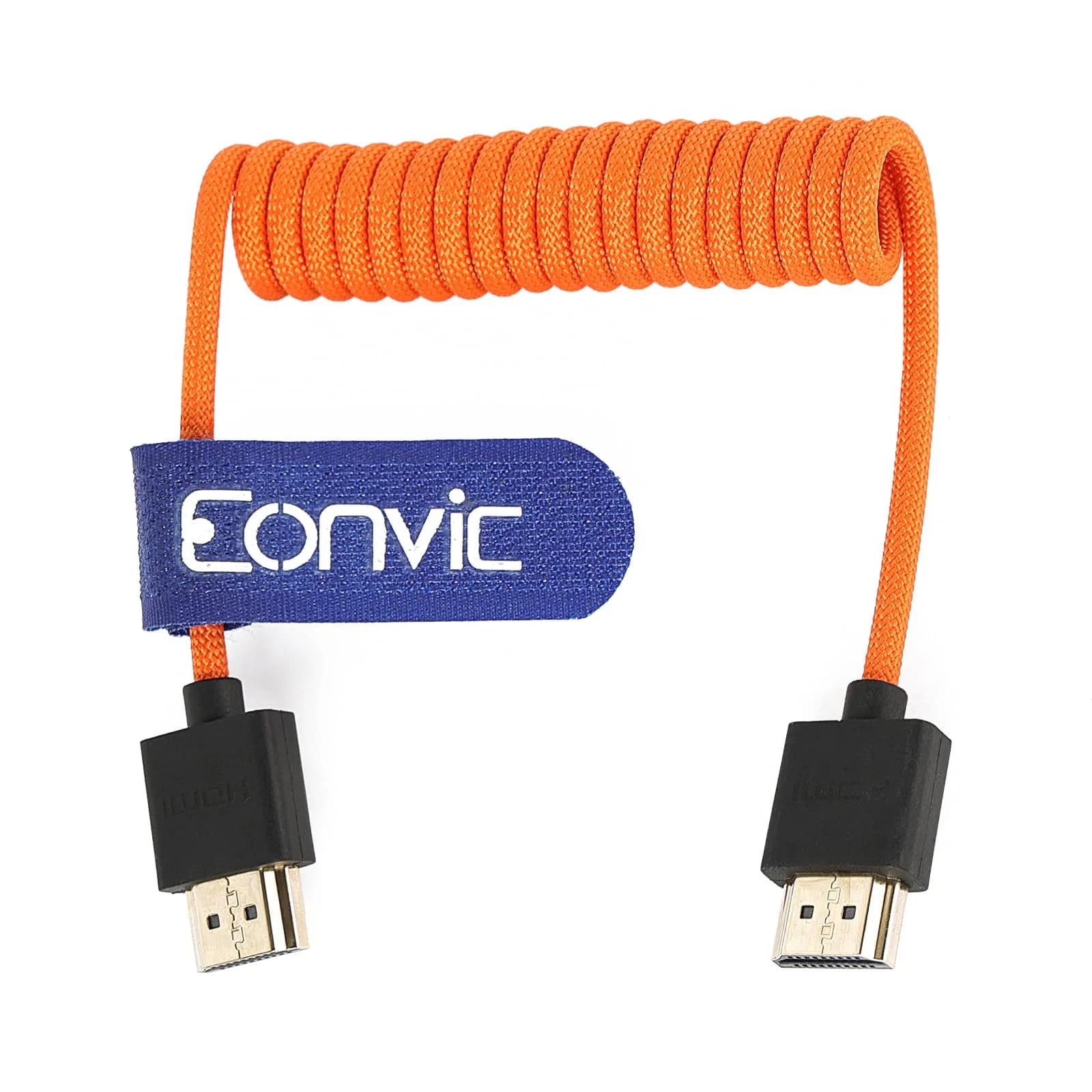 Eonvic HDMI 2.1 8K Cable 25cm | High Speed Braided Coiled Extender for Monitors & Cameras