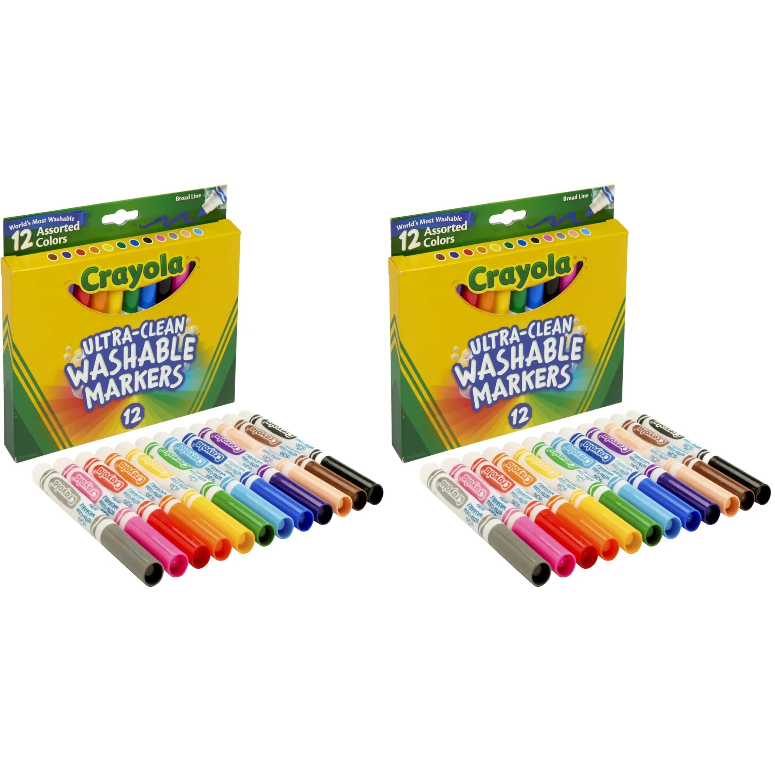 Crayola Broad Line Markers, Washable, Assorted Colors, Arts & Crafts Supplies, 24 Count (Pack of 2) | Non-Toxic, Ultra-Clean Formula