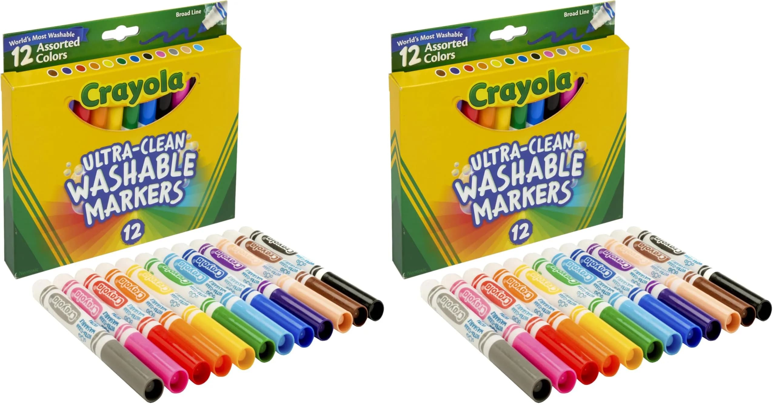 Crayola Broad Line Markers, Washable, Assorted Colors, Arts & Crafts Supplies, 24 Count (Pack of 2) | Non-Toxic, Ultra-Clean Formula - main product image