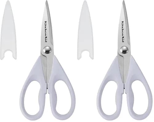 KitchenAid 8.72 Inch All-Purpose Kitchen Shears with Protective Sheath, Soft Grip, Lavendar Cream, Pack of 2 thumbnail 1