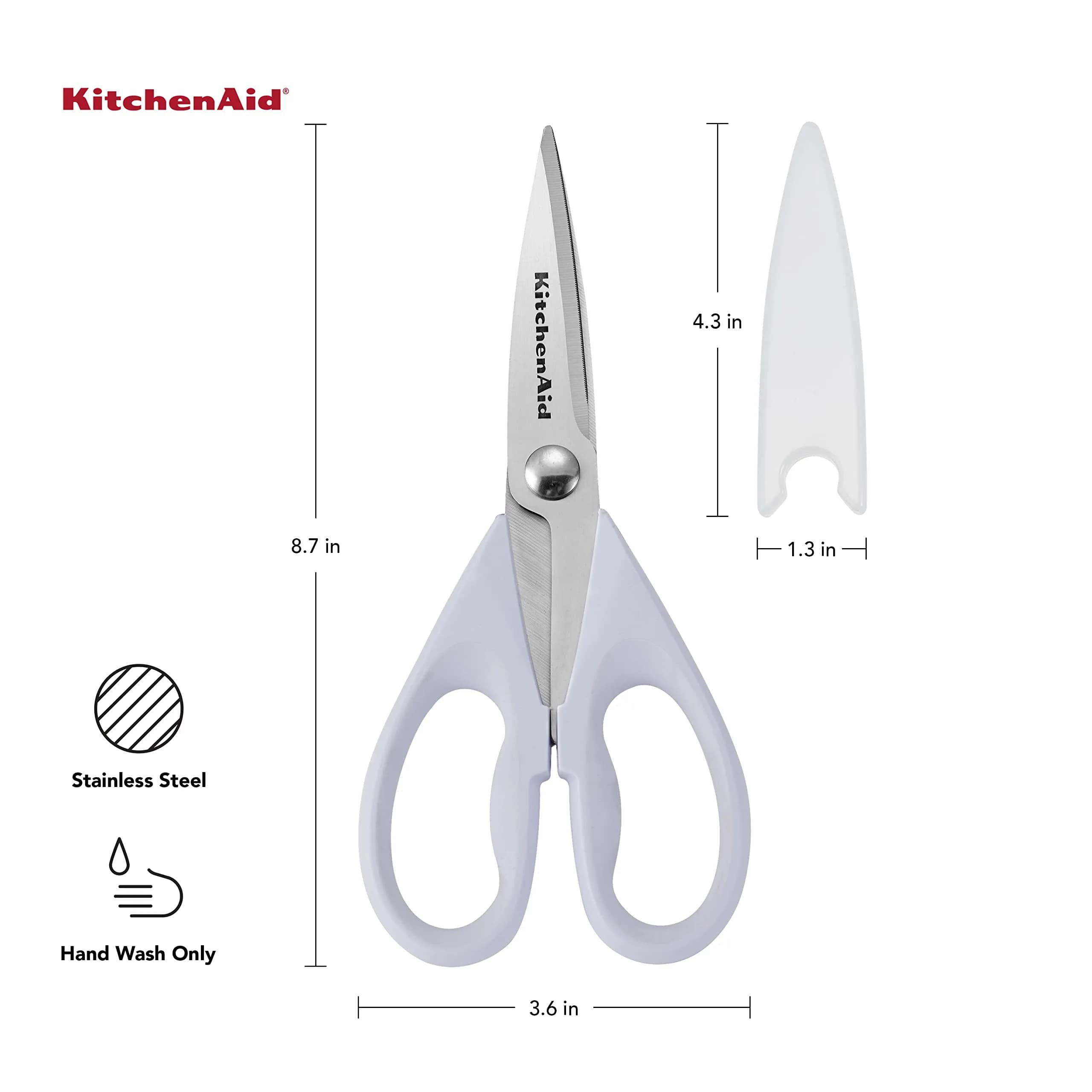 KitchenAid 8.72 Inch All-Purpose Kitchen Shears with Protective Sheath, Soft Grip, Lavendar Cream, Pack of 2 - view 3