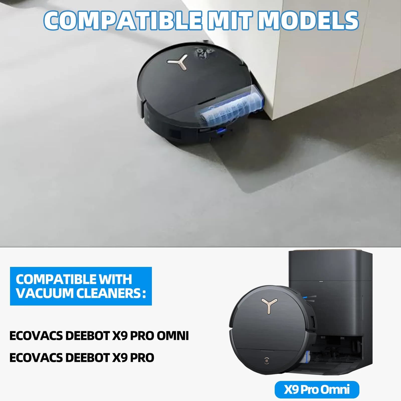 EOVWAEO 22-Piece Accessory Kit for ECOVACS DEEBOT X9 PRO Omni & T80s Robot Vacuum | Includes Main Brush, Mop, Filters, and Dust Bags - view 2