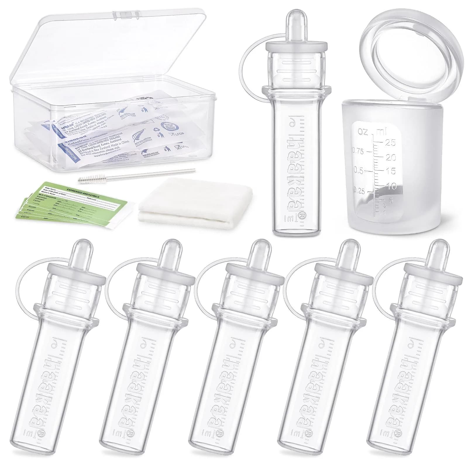 haakaa Silicone Colostrum Collector 6ml (6pcs) & 25ml Lidded Cup | BPA-Free, Reusable, Sterilizable - main product image