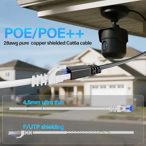 TuokaJu Cat6A Shielded Ethernet Cable 1 ft (5 Pack) | 10Gbps 550MHz Slim F/UTP Pure Copper thumbnail 6