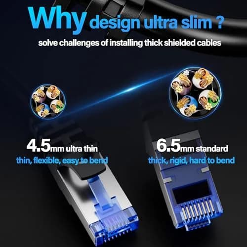TuokaJu Cat6A Shielded Ethernet Cable 1 ft (5 Pack) | 10Gbps 550MHz Slim F/UTP Pure Copper thumbnail 7