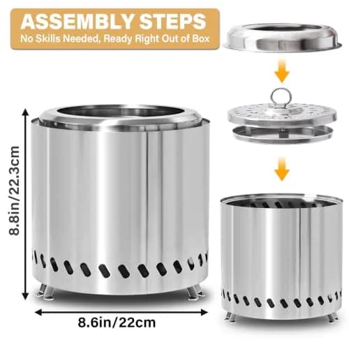 HGD Small Tabletop Fire Pit 8.8 x 8.6 in | Smokeless, Portable, Stainless Steel thumbnail 3