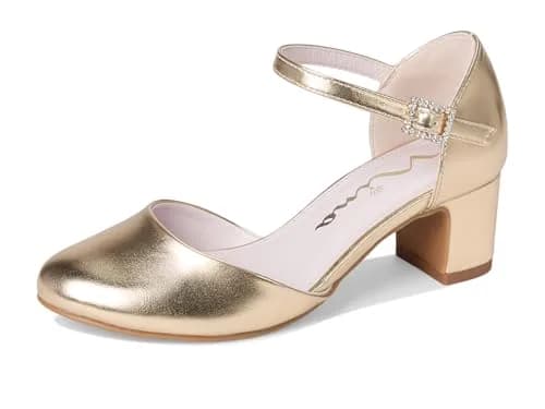 NINA Girls Macey (Little Kid/Big Kid) Gold 1 Medium Little Kid | Elegant dressy pump with crystal buckle thumbnail 7