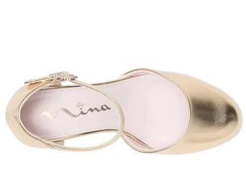 NINA Girls Macey (Little Kid/Big Kid) Gold 1 Medium Little Kid | Elegant dressy pump with crystal buckle thumbnail 2