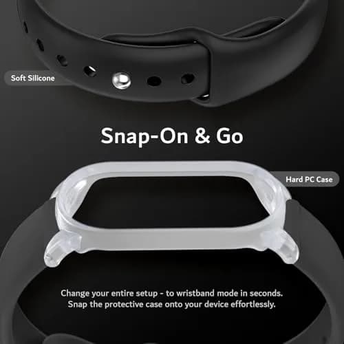 TUDIA Black Silicone Wristband with PC Case for PLAUD NotePin AI Voice Recorder | Fits 5.6"–8.5" Wrists thumbnail 4