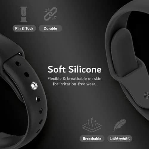 TUDIA Black Silicone Wristband with PC Case for PLAUD NotePin AI Voice Recorder | Fits 5.6"–8.5" Wrists thumbnail 5
