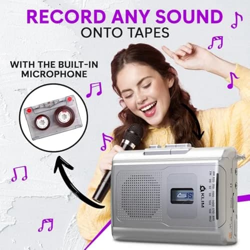 KLIM K8 Cassette Player, Portable Recorder with AM FM Radio & Built-in Speaker | Nostalgic Analog Audio thumbnail 4