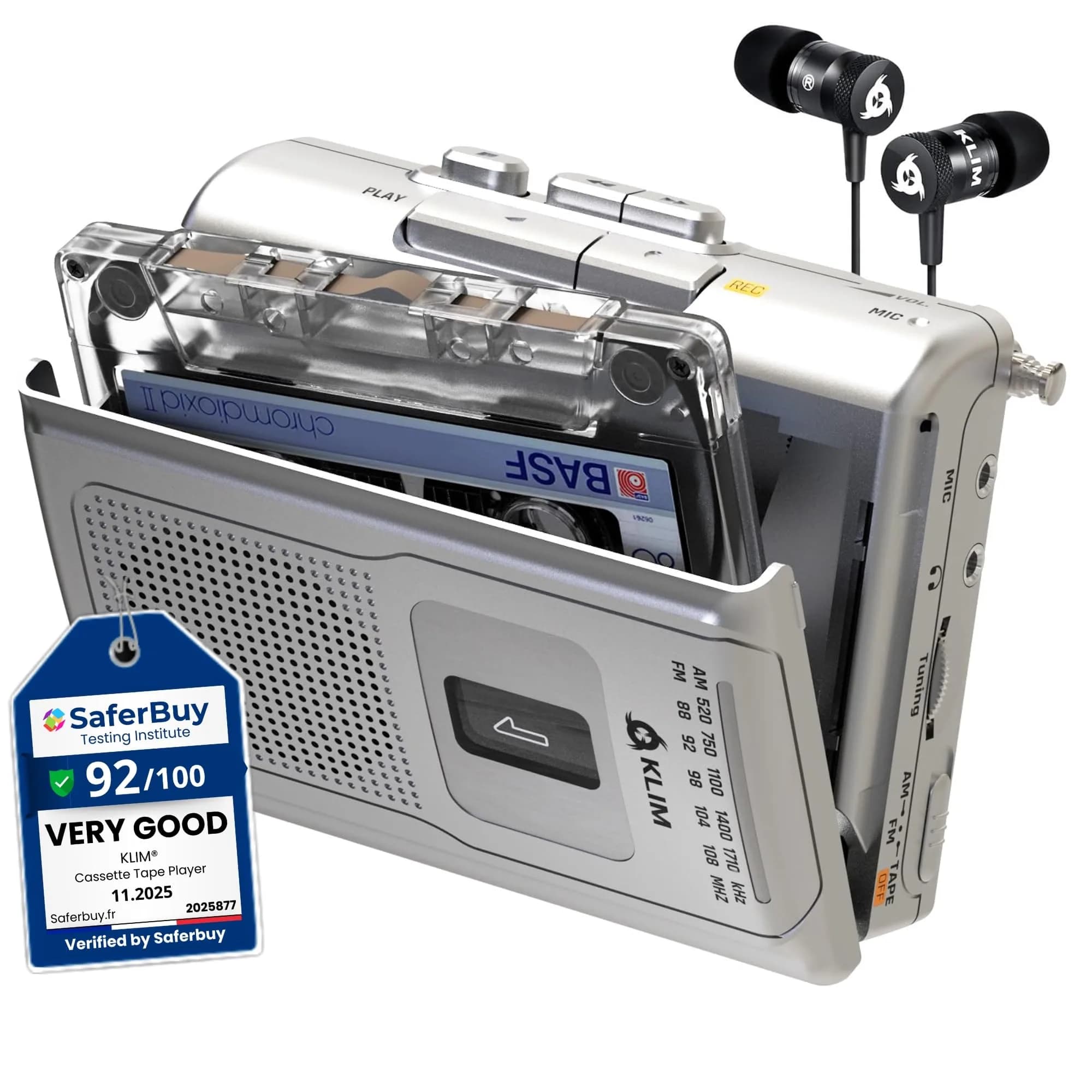 KLIM K8 Cassette Player, Portable Recorder with AM FM Radio & Built-in Speaker | Nostalgic Analog Audio - main product image