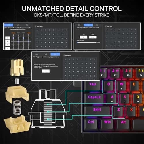 Redragon K617 HE Wired Hall-Effect Gaming Keyboard | Rapid Trigger, 60% Compact, RGB Lighting thumbnail 6