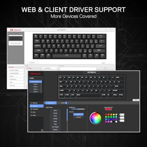 Redragon K617 HE Wired Hall-Effect Gaming Keyboard | Rapid Trigger, 60% Compact, RGB Lighting thumbnail 7