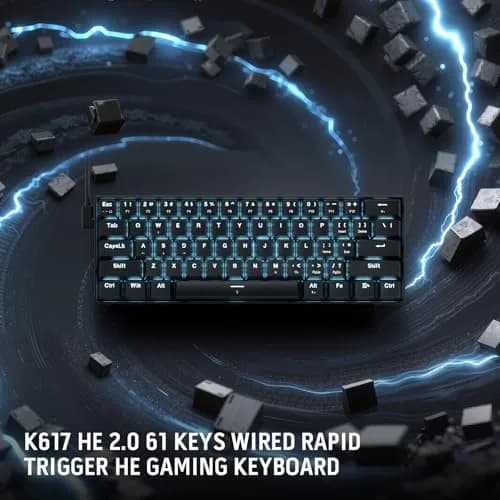 Redragon K617 HE Wired Hall-Effect Gaming Keyboard | Rapid Trigger, 60% Compact, RGB Lighting thumbnail 9