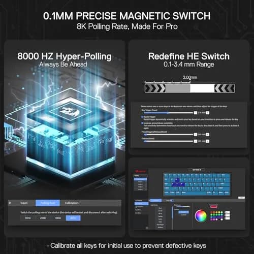 Redragon K617 HE Wired Hall-Effect Gaming Keyboard | Rapid Trigger, 60% Compact, RGB Lighting thumbnail 4