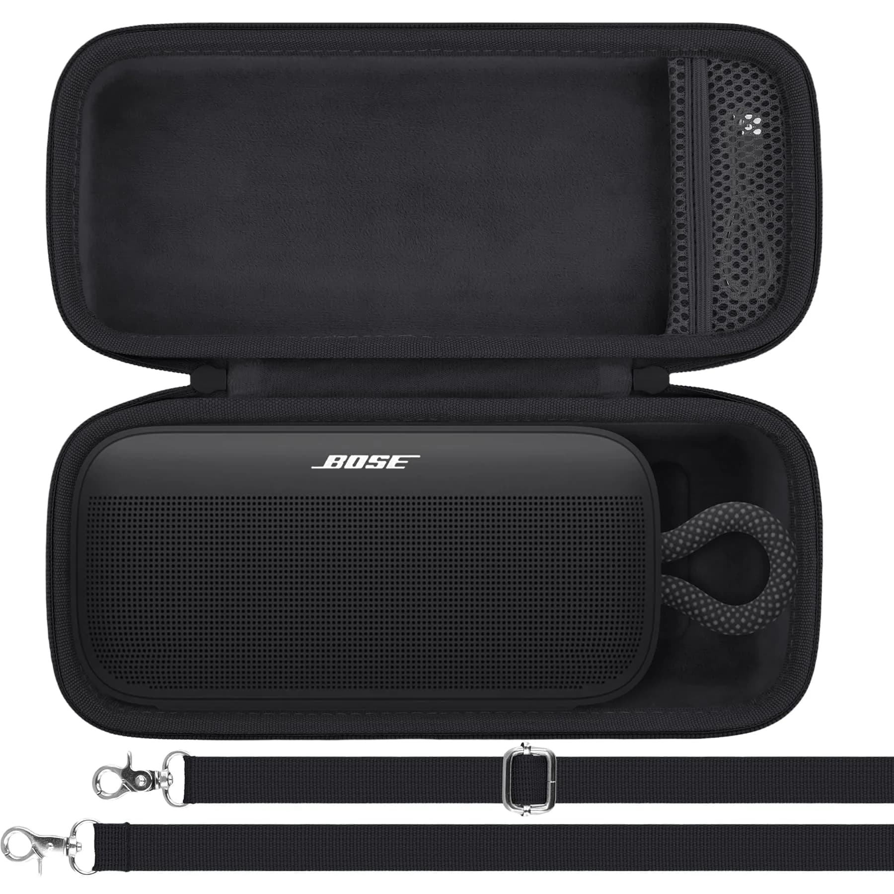 khanka Travel Case for Bose SoundLink Plus Portable Bluetooth Speaker, Black | Custom Fit, Waterproof, Shockproof — Black