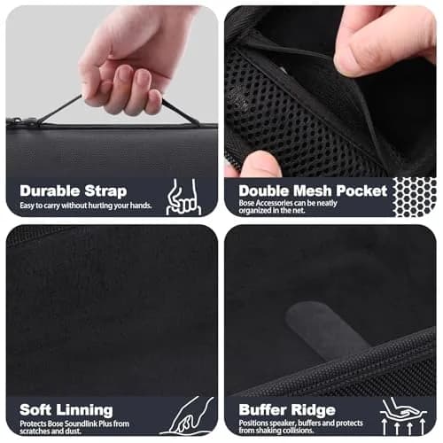 khanka Travel Case for Bose SoundLink Plus Portable Bluetooth Speaker, Black | Custom Fit, Waterproof, Shockproof thumbnail 5