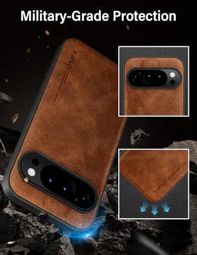 X-level PU Leather Case for Google Pixel 10/10 Pro, Brown | Slim Fit Shockproof Business Style thumbnail 6