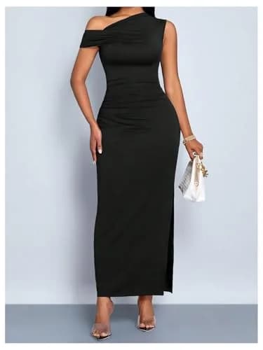 Floerns Off The Shoulder Ruched Maxi Dress Black Medium | Bodycon Formal Party Cocktail Dress thumbnail 4