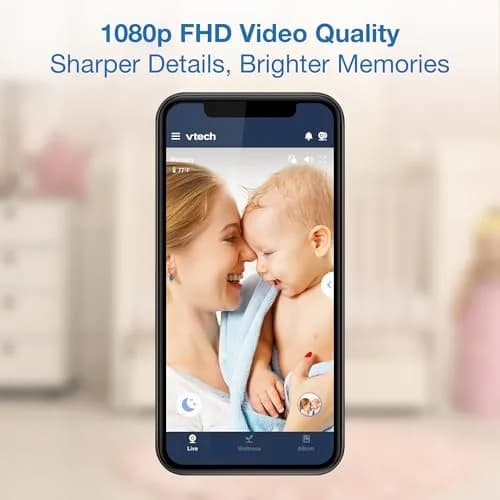 VTech Smart WiFi Baby Monitor with 2 Cameras & 7" Split Screen | 2K HD Video, Wide-Angle View, Night Light, Two-Way Talk thumbnail 4