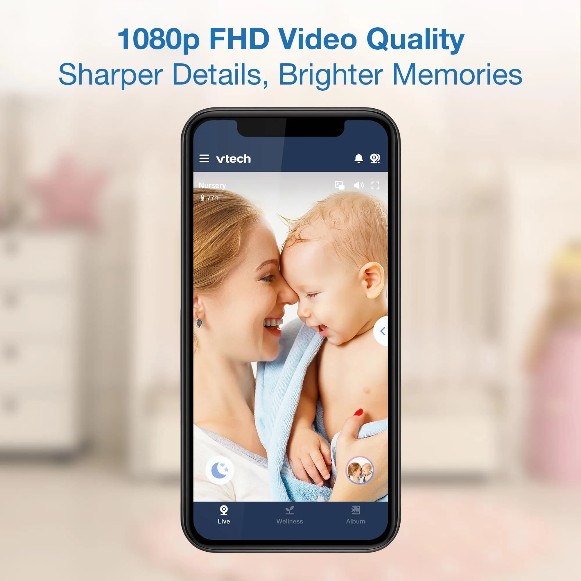 VTech Smart WiFi Baby Monitor with 2 Cameras & 7" Split Screen | 2K HD Video, Wide-Angle View, Night Light, Two-Way Talk - view 4