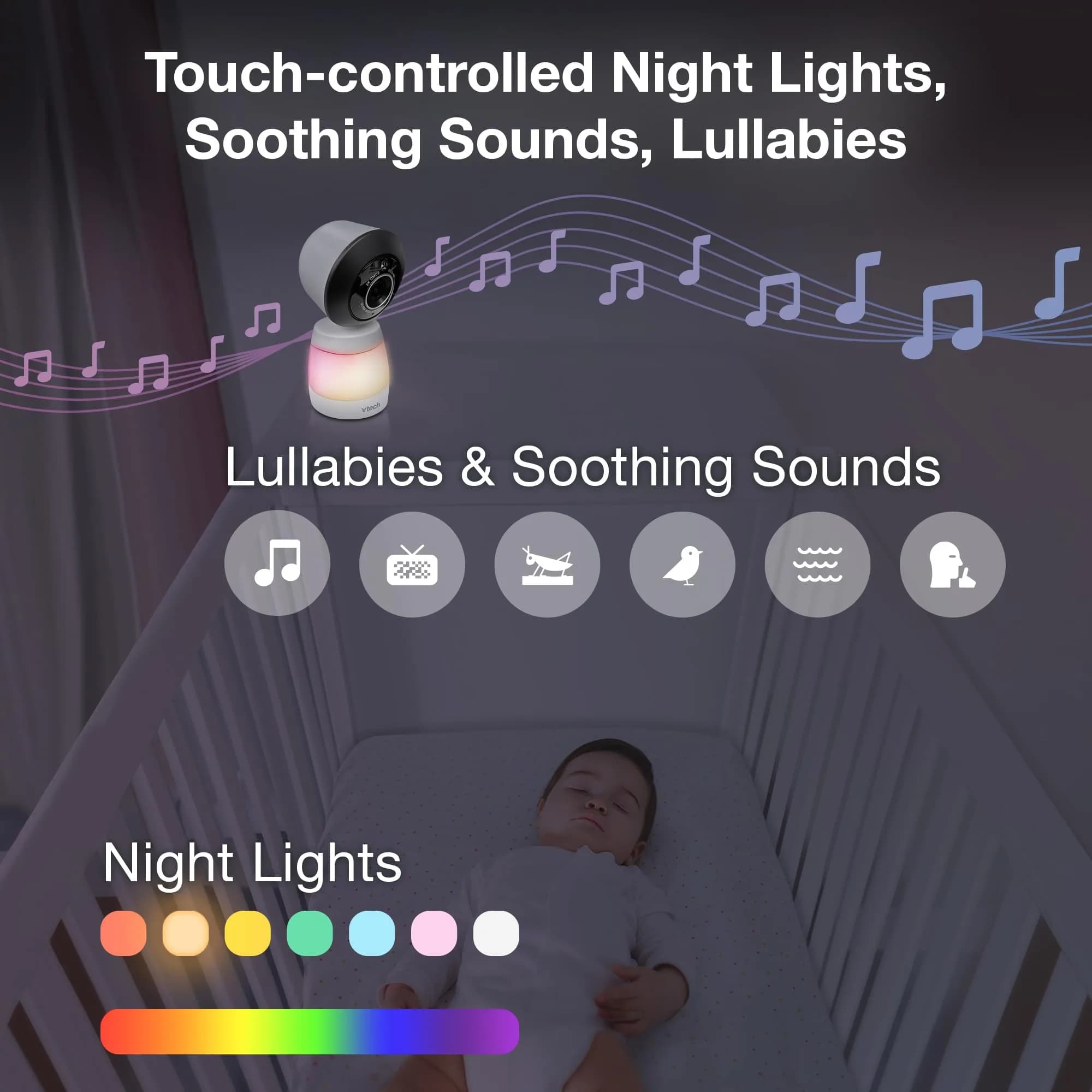 VTech Smart WiFi Baby Monitor with 2 Cameras & 7" Split Screen | 2K HD Video, Wide-Angle View, Night Light, Two-Way Talk - view 9