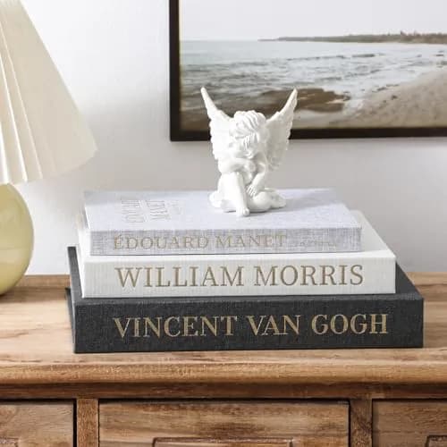 VAGLOTE Decorative Books for Home Decor Set of 3 Aesthetic Faux Book Linen Fake Books for Coffee Table Decor, Entryway and Bookshelf Decor, Hidden Storage with Magnetic Closure (3 Count, Gray-Beige-Black) thumbnail 4