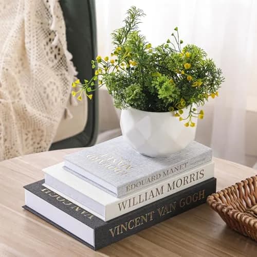 VAGLOTE Decorative Books for Home Decor Set of 3 Aesthetic Faux Book Linen Fake Books for Coffee Table Decor, Entryway and Bookshelf Decor, Hidden Storage with Magnetic Closure (3 Count, Gray-Beige-Black) thumbnail 5
