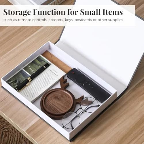 VAGLOTE Decorative Books for Home Decor Set of 3 Aesthetic Faux Book Linen Fake Books for Coffee Table Decor, Entryway and Bookshelf Decor, Hidden Storage with Magnetic Closure (3 Count, Gray-Beige-Black) thumbnail 3