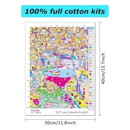 MBNTJHT Landscape Stamped Cross Stitch Kit 12x16 Inch | Beginner Friendly Scenery Craft for Home Decor thumbnail 2