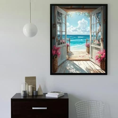 MBNTJHT Stamped Cross Stitch Kit for Adults & Beginners | 12x16 Inch Landscape Beach Scene thumbnail 4