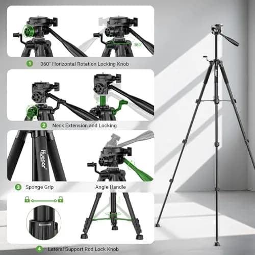 Huepar Tripod 50-inch Extendable Height | Heavy-Duty Aluminum, Universal Compatibility, 360° Pan Head thumbnail 5