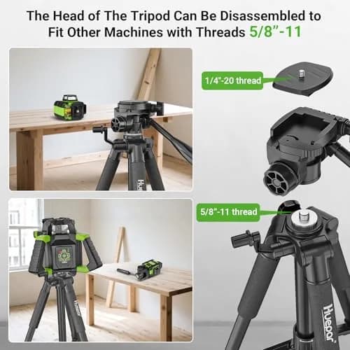 Huepar Tripod 50-inch Extendable Height | Heavy-Duty Aluminum, Universal Compatibility, 360° Pan Head thumbnail 8