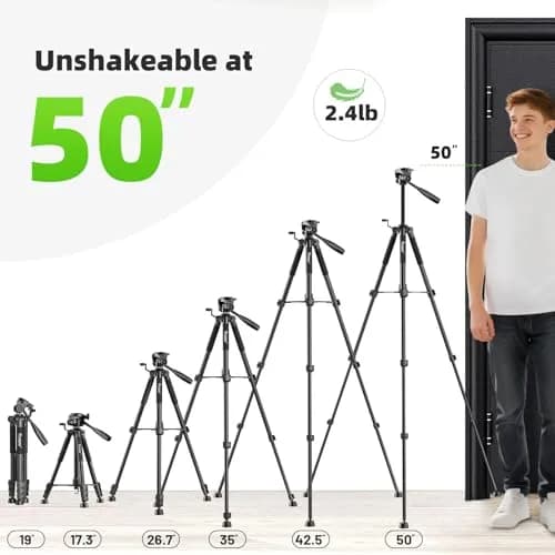 Huepar Tripod 50-inch Extendable Height | Heavy-Duty Aluminum, Universal Compatibility, 360° Pan Head thumbnail 2