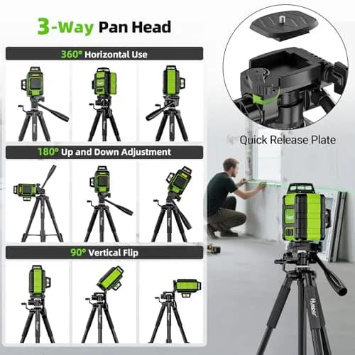 Huepar Tripod 50-inch Extendable Height | Heavy-Duty Aluminum, Universal Compatibility, 360° Pan Head thumbnail 3