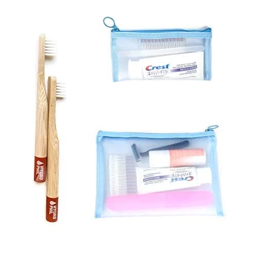 patu Zipper Mesh Bags Set of 5 (XS/S/M/L & Long Pouch) Blue | Lightweight Travel Toiletry Organizer thumbnail 6